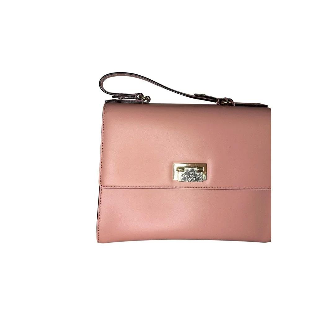 Kate Spade New York Pink Leather Satchel Handbag Turn‎ Lock Gold Accents